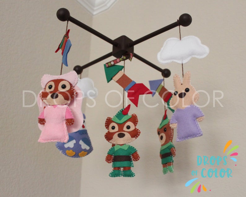 Wooden baby mobile and decoration