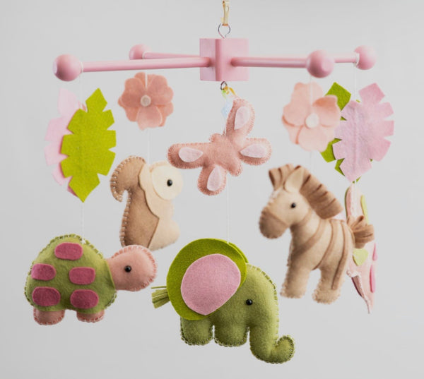 Wood Forest Mobile, Cute Animals Baby Crib Mobile