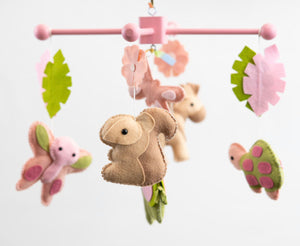 Wood Forest Mobile, Cute Animals Baby Crib Mobile