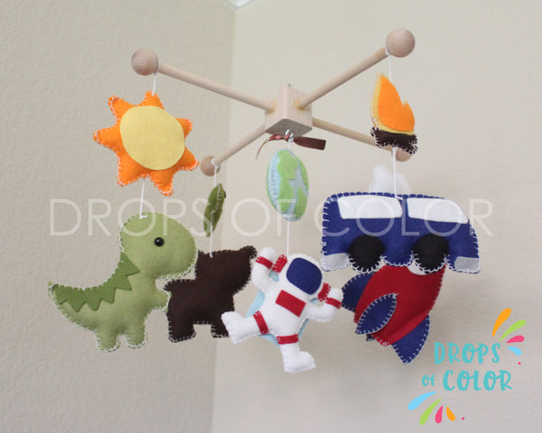 Boyhood Mobile, Spaceship Baby Crib Mobile, Animals