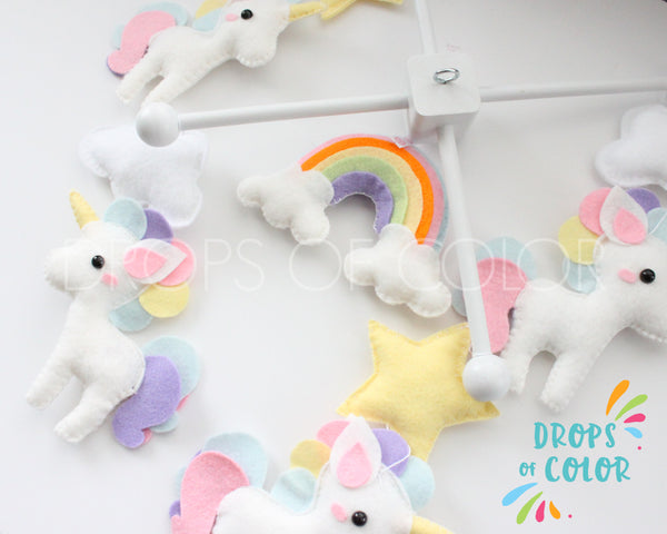 Unicorn Mobile, Rainbows Baby Crib Mobile, Girl Nursery Room Decor