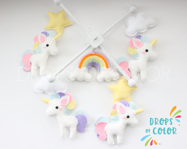 Unicorn Mobile, Rainbows Baby Crib Mobile, Girl Nursery Room Decor