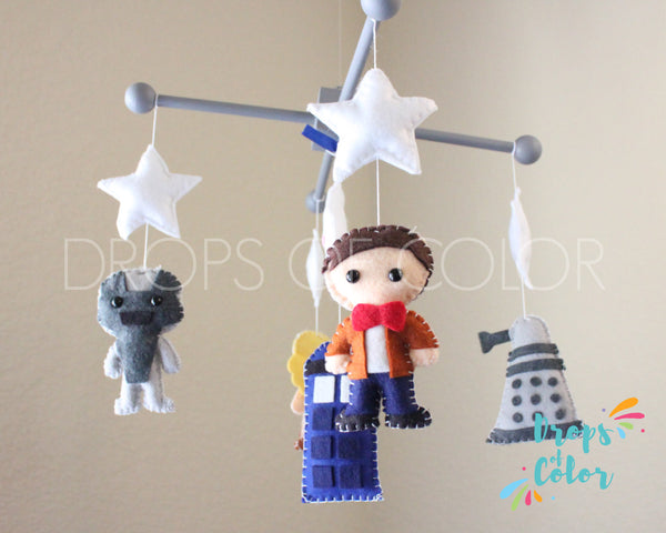 Doctor Who Mobile, Tardis Baby Crib Mobile, Nursery Decor