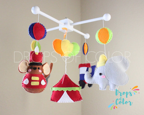 Circus Mobile, Circus Inspired by Dumbo Elephant, Nursery Room Decor